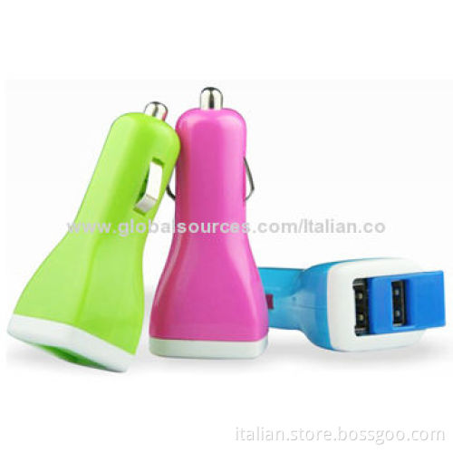 5V 2.1A Dul USB port car charger with many colors